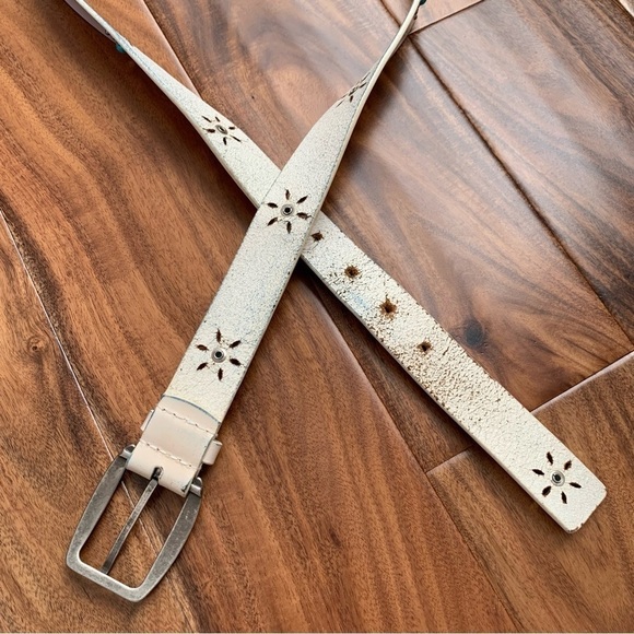 Nine West Cowboy Western Southwestern Cowgirl Turquoise White Leather Belt L main image 4